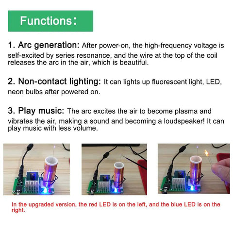 Mini 15W Tesla Coil Kit For DIY Electronics, Music Tesla Coil And Plasma Speaker demonstration of arc, lighting, and sound functions.