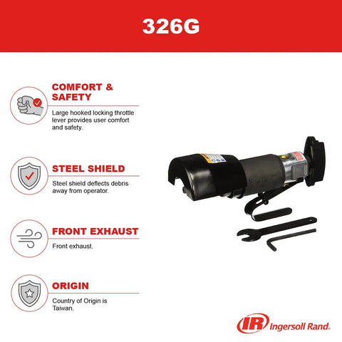 326G Air Cut Off Tool With 3 Inch Wheel And 20000 RPM High Speed Front Exhaust Large Locking Throttle Lever For Comfort And Safety Steel Shield Deflects Debris Edge Series Power Cutter For Fast Metal Slicing
