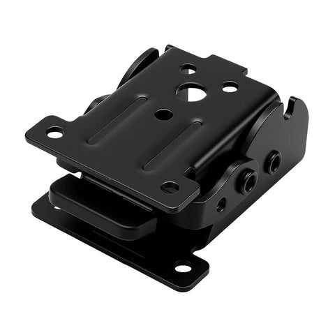 Close-up of a Heavy Duty 16 Pack Cold Rolled Steel Bracket, 90 Degree Self Locking Hinge with black finish, designed for sturdy installations.