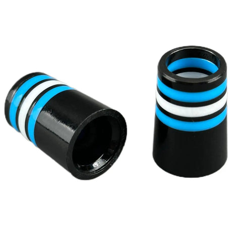 Close-up of colorful plastic golf club ferrules, part of 3 Pack Golf Club Ferrules And Shaft Sleeves For 0.370 Inch Parallel Shaft Fit Durable Premium