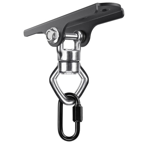 Ultra Smooth 360 Degree Swivel Swing Hanger With Ball Bearing Ceiling Mount - Heavy Duty 900 Lbs Capacity For Hammock Chairs Porch Swings Tire Swings Gym Rings Aerial Silks And More Heavy Bag, black steel swivel hook with carabiner