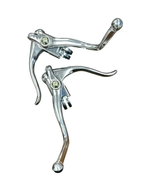 Pair Universal 22 Point 2mm aluminum dual safety brake levers for drop bar road bikes, vintage style hand brakes, top view