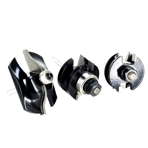 Three Piece Cabinet Door Router Bit Set With 1/4 Inch Shank, Raised Panel Router Bits, Pro Grade Quality with Sharp C3 Carbide Inserts