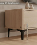 Black Cold Rolled Steel Furniture Leg 3.9 Inch Height Replacement for Sofa shown with ruler for precise measurement.