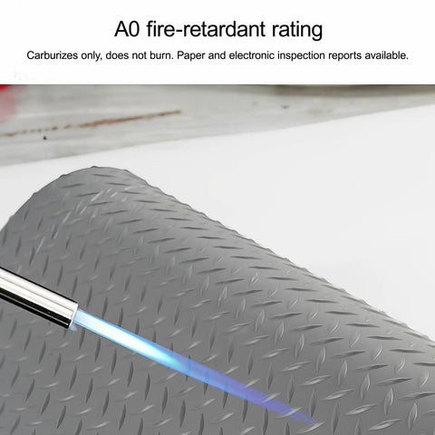 Heavy Duty Cuttable Non Slip Electrical Insulating Mat Waterproof Rubber Safety Flooring Shock Resistant showing fire-retardant testing.