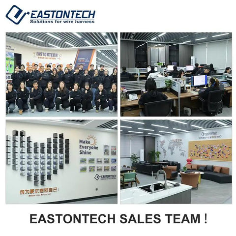 Heavy Duty Automatic Wire Stripping And Cutting Machine For 0.1 To 8Mm2 Cable Awg 8 To 32 Zero Hangups Operation With 100 Memory Programs Cranks Output Up Fast, Eastontech sales team and office setting.