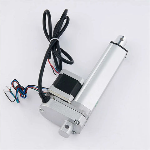 Precision 12 Volt Linear Actuator With Stepper Motor Push Rod And Telescopic Design showing compact design and electrical connections.