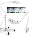 Super Bright 2,200 Lumens LED Magnifying Glass With Light And Stand, Floor Lamp With 5-Wheel Rolling Base, 15X Loupe