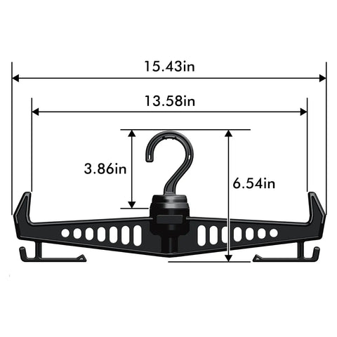 Heavy Duty Tactical Gear Hanger For Vest And Body Armor With 360 Degree Rotatable Hook I Beam Design Multipurpose Plastic Hanger For Police Military Scuba Survival Gear Extra Strong Durable Black with size dimensions