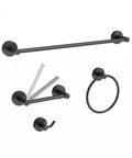 Matte Black 4-Piece Bathroom Hardware Set With An 18-Inch Towel Bar Towel Ring Toilet Paper Holder And Double Towel Hooks Built To Last