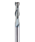 SpeTool 1/8 in TiAlN-coated carbide end mill, 2-flute square-nose with 1/8 in shank (front view).