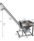 Stainless Steel Screw Conveyor With Vibrating Hopper For Powder Feeding, 4.5 Inch Inclined Auger Feeder, 110V 1100W Motor