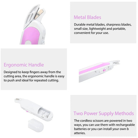 No Sweat Cordless Electric Scissors That Slays Through Heavy Fabric And Leather With Ergonomic Handle and Safety Guard for Reliable Sewing and Workshop Upgrades Now, showing metal blades and ergonomic handle.