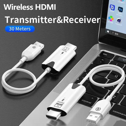 Wireless HDMI Transmitter And Receiver No Fuss Plug And Play 1080P HD Extender With 164 Feet Range For Laptops