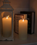 Flameless LED Pillar Candles Set Of 2 With Remote Timer Ivory Real Wax 3 By 7 Inches 3D Moving Flicker Flames That Look Real