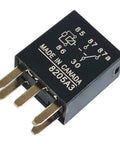 Close-up of G8V-1C7T-R-DC12 12V 35A 5-pin marine relay beefy shielded for boat electrical systems, showing pin configuration and label.