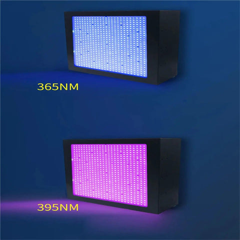 Hella Reliable 15000W Led Uv Curing Light For Industrial Uv Glue Shadowless Resin Paint And Silk Screen Printing That Knocks Out Curing Tasks In Record Time At 365Nm 395Nm 405Nm, showing 365nm and 395nm UV lights.