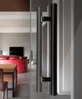 Black Stainless Steel Gate Hardware Sliding Door Handle Set Push Pull for wood and glass doors in modern interior