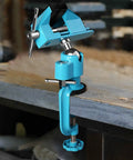 Heavy Duty Aluminum 3 Inch Tabletop Swivel Bench Vise Tilts And Rotates 360 Degrees for Secure Clamping on Workbench
