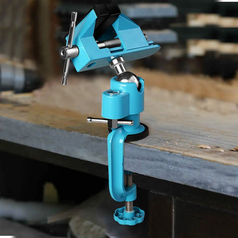 Heavy Duty Aluminum 3 Inch Tabletop Swivel Bench Vise Tilts And Rotates 360 Degrees for Secure Clamping on Workbench