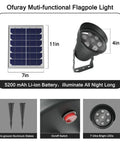 Brightest Solar Flag Pole Light 3 In 1 Design With Dual Brightness LED Outdoor Dusk To Dawn Spotlight components displayed