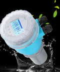 Ultrasonic Level Meter With LCD Water Level Sensor And LED Display, Digital Level Monitor For Liquids, 4 To 20mA Analog Output, DC24V Power, High Accuracy Liquid Level Measurement And Plug And Play Data Transmission on black background