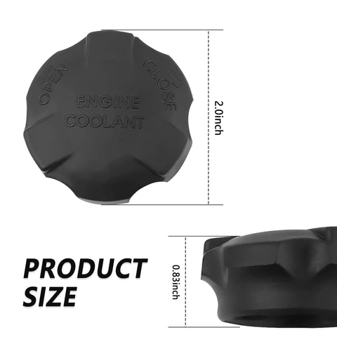 Coolant Reservoir Cap Replacement For Kia Optima And Hyundai Accent OEM 25441-26100 254412B100, black cap with size details.