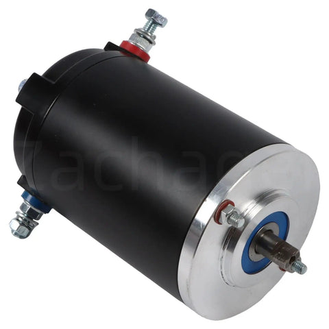 12V Hydraulic Slide Out Pump Motor 167576 414018 F000MM0809 for RV leveling system, black cylindrical unit with connectors