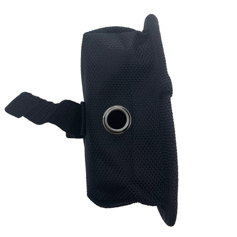 Side view of Scuba Diver Trim Weight Pocket Nylon Belt Bag With Quick Release Buckle Dive Pouch 5Lb Pair, black 600D Oxford cloth.