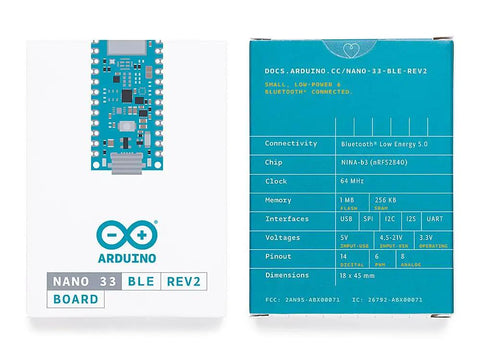 Packaging of Nano 33 BLE Rev2 Microcontroller Board With nRF52840 Bluetooth Low Energy MicroPython Support
