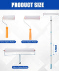 Three Piece Spiked Roller Set Pro Grade For Self Leveling And Epoxy Floors Includes 6 Inch 9 Inch And 20 Inch Heads Removable