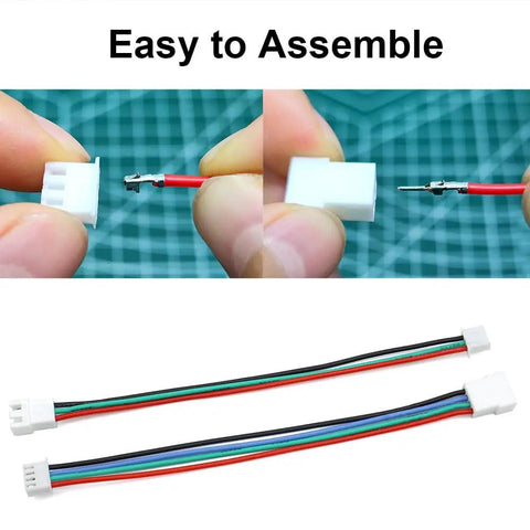 2.54mm Pitch Connector Kit Compatible With XH Series Sockets showing assembly and multicolor pre-crimped cables
