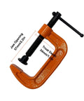 2 Inch C Clamp Set, Four Heavy Duty Steel C Clamps For Woodworking, Welding, And Building Projects, Industrial Strength With Anti Rust Finish, Non Slip Screws, 1 Inch Throat, Durable Orange Finish For A Reliable Grip on orange steel C clamp with 2.2in jaw opening