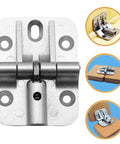 GOOHOCHY 2pcs adjustable 90° cabinet hinges, zinc alloy silver finish for RV/home furniture (front view)