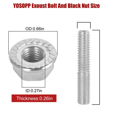 Stainless Steel Exhaust Stud Kit With Flange Nuts For 1984 2018 Big Twin Sportster XL Motorcycles dimensions shown