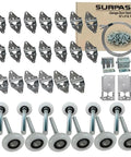 Heavy Duty Garage Door Hardware Kit With Reinforced Nylon Rollers And Bearings Rust Resistant Galvanized Hinges Top Brackets And Tough As Nails Wire Rope For 16x8 And 18x8 Double Doors Built To Last 100000 Cycles