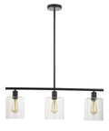Rustic Industrial 3 Light Pendant With Glass Shades Black Finish Modern Yet Vintage Farmhouse Style Adjustable Wire Ceiling Light