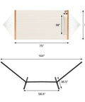 Dimensions of Heavy Duty Two Person Hammock With Portable Steel Stand For Outdoor Patio Easy Setup Double Layer Quilted Polyester Fabric With Laidback Detachable Pillow 480 Pound Capacity Off White
