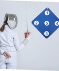 Fencer training with Pro Grade Double Sided Rubber Fencing Target for Training Hanging Wall Mounted Practice Tool