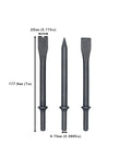 Extra Long 7 Inch Air Chisel Set 3 Piece with flat bolt cutter, tapered punch chisels, made of heat-treated alloy steel.