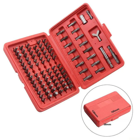 Sumsoctober Heavy Duty 100pc Magnetic Screwdriver Bit Set With Hex Star Spanner Security Tips And Adapter For Power Drill Cordless Tools And DIY Gear red case 195mm