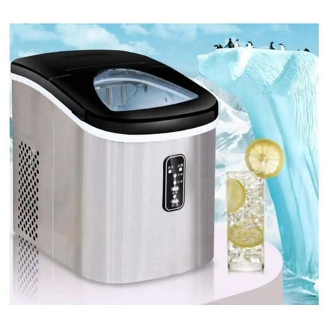 Countertop Ice Cube Maker 12kg Daily Yield Fast Chill Unit With Clear Window Self Draining System No Hookup Drama Food Safe Abs Shell Compact setup with clear window and drink.