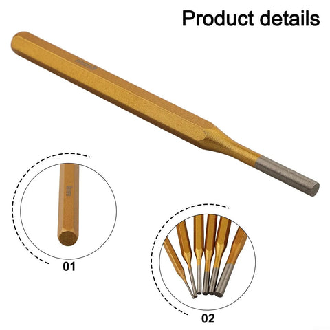 Close-up view of a chisel from the 6-Piece Alloy Steel Chisel Set For Concrete Breaking And Stone Carving, Metal Punching Kit.