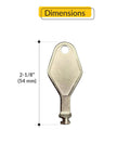 Heavy Duty Die Cast Metal Release Key That Works Like A Champ For Detachable Window Restrictor Stays And Replacement Hardware Tools With Smooth Mill Finish Look, shown with dimensions 2-1/8 inch.