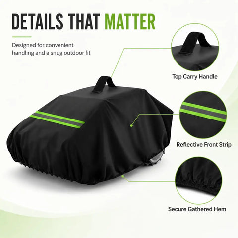 Heavy Duty Robot Lawn Mower Cover Built For Outdoor Garage Storage No Sweat Weatherproof dock design with carry handle.