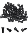 Pro Grade 500 Pcs M1.6 X 3mm Hex Socket Head Cap Screws black oxide finish, showing various angles and sizes of screws.