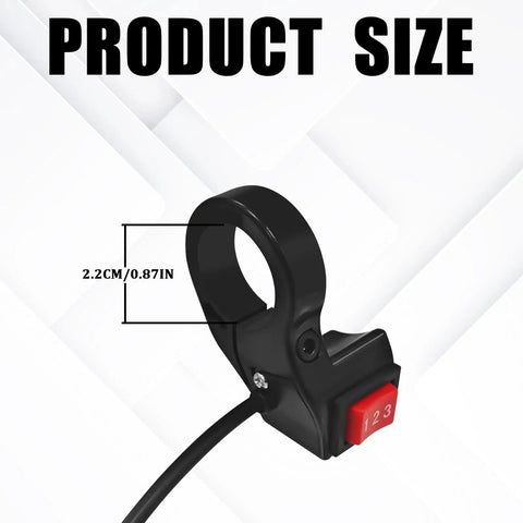 Universal 3 Speed Motorcycle Handlebar Shift Switch 22Mm 7 8 Inch Electric Bike Control Lever size measurements displayed.
