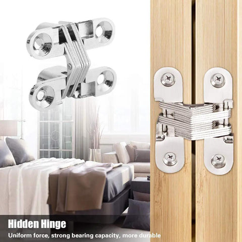 180 Degree Hidden Hinges Zinc Alloy Concealed Cross Door Hinge Kit For Furniture And Cabinets Easy Installation XS Built To Last Abrasion Resistant High Hardness Featuring Over 50,000 Open Close Cycles For Smooth Flexible Operation. zinc alloy concealed hinge on wooden cabinet doors