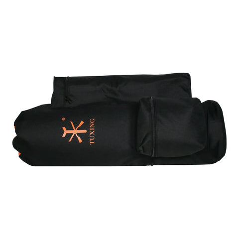 Black Carbon Fiber Paintball Tank Carrier Backpack for 6.8L 9L Air Cylinders Neoprene Canvas Pouch Polyester Lining Folded View