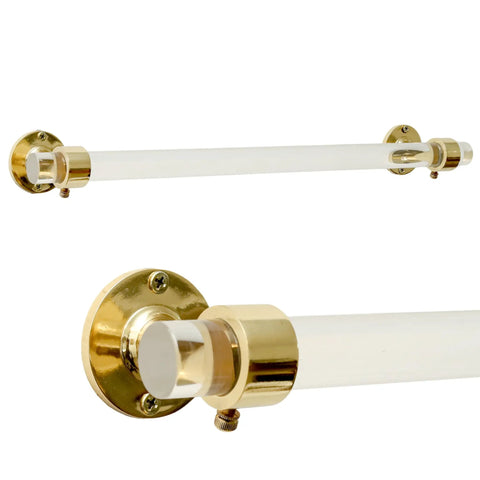 Lucite Open Bracket Towel Bar Wall Mount For Bathroom And Kitchen Dope Rust Resistant Brass With Clear Acrylic Modern Towel Rack Holder